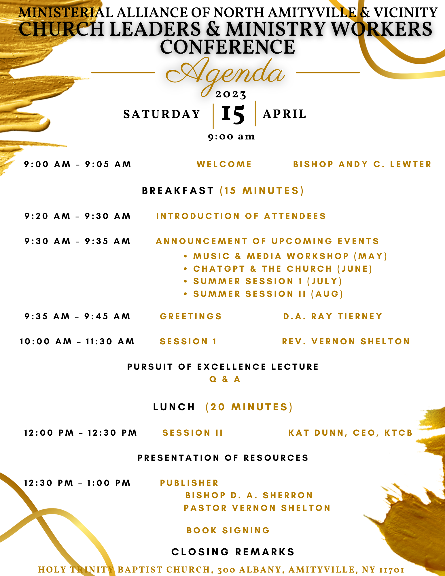 Ministerial Alliance Conference — Event Agenda